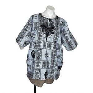 Dashiki Style Top Elephant Giraffe Tribal Print Handmade
